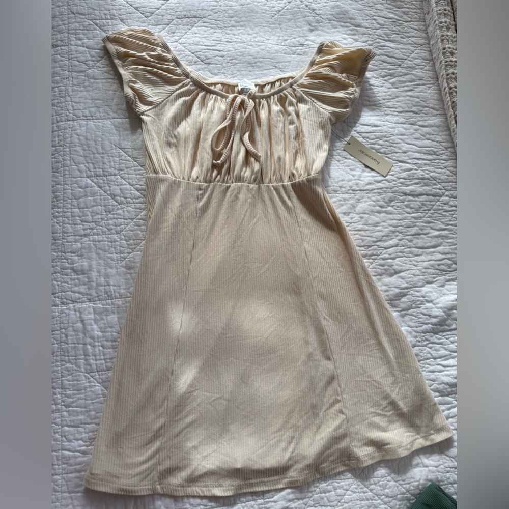 Francesca's Collections Blue Rain Cream Color Dress